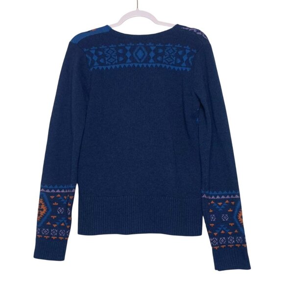 Sundance Galaxy Delight Surplice Sweater S Blue Merino Wool Blend Faux Wrap - Picture 3 of 8